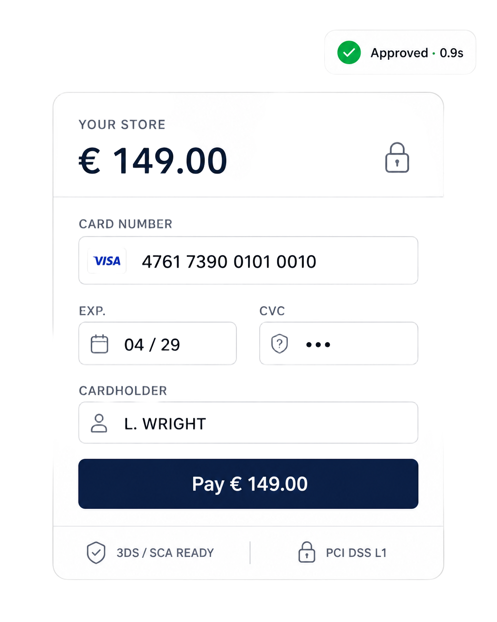 Hosted checkout accepting a card payment, 3DS and PCI DSS Level 1 ready